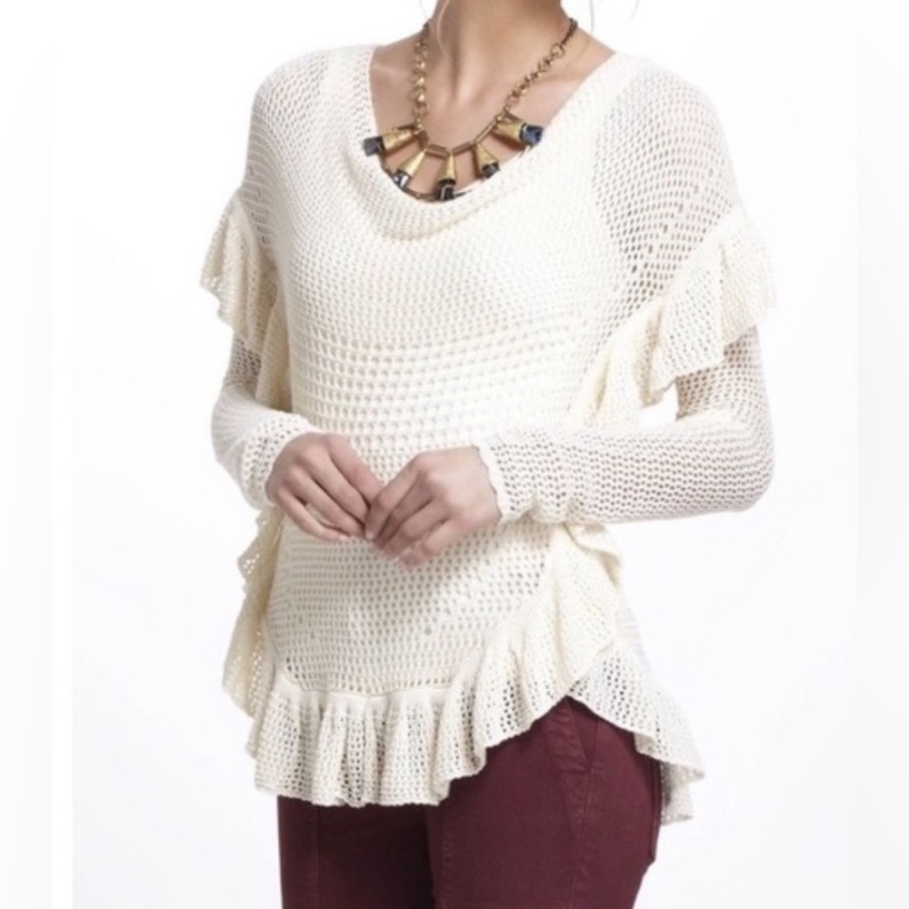 Anthropologie Angel of the North open knit sweater